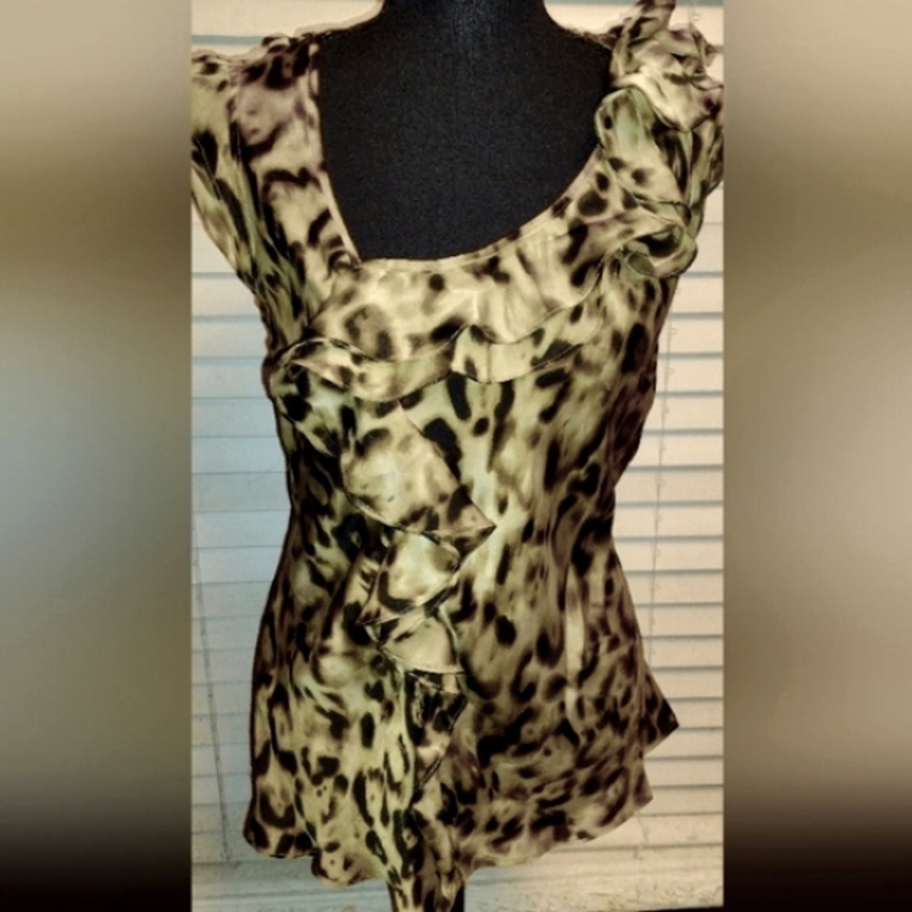 Sunny Leigh leopard print ruffle blouse